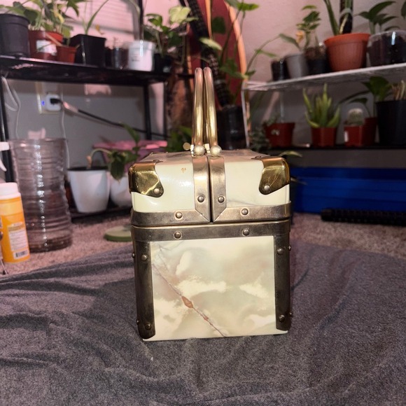 Vintage Debill Makeup Case Cosmetic Box Faux Marble Vanity Display Prop - Picture 2 of 11